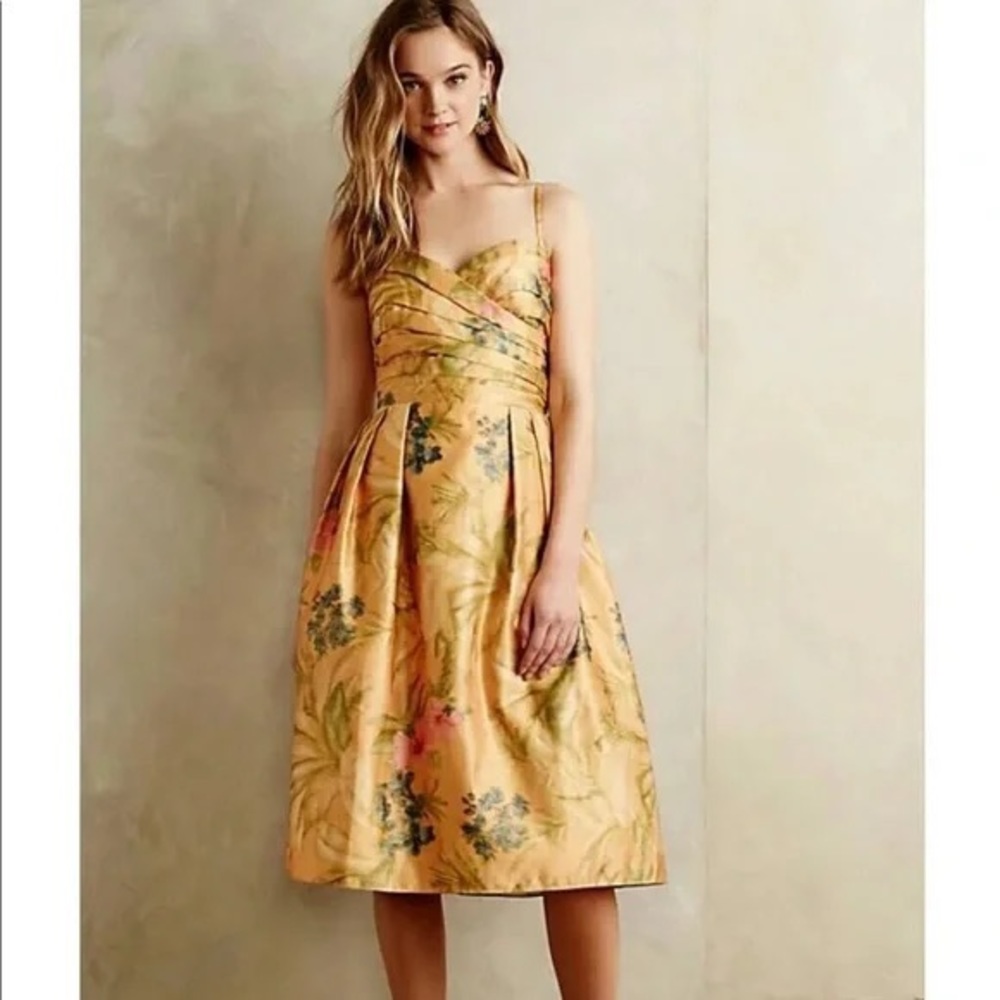 Gold James Coviello Anthropologie Botanica Dress, size 10